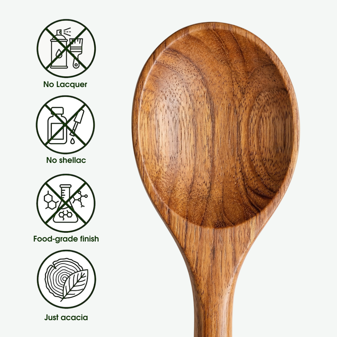 Small Leaf Acacia Wood Utensil Set